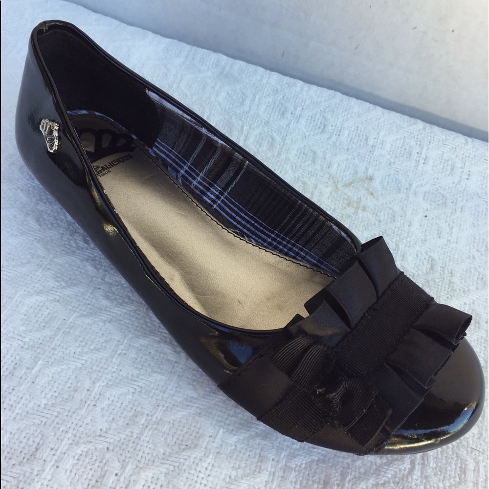 FERGALICIOS BY FERGIE ALANA BLACK PATENT LEATHER SLIP ON BALLET FLATS - Picture 7 of 12